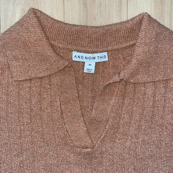 *NWOT* And Now This ribbed collared v neck cropped sweater - Picture 2 of 4